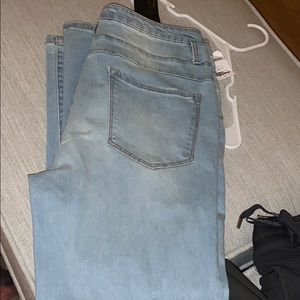 distressed blue jeans